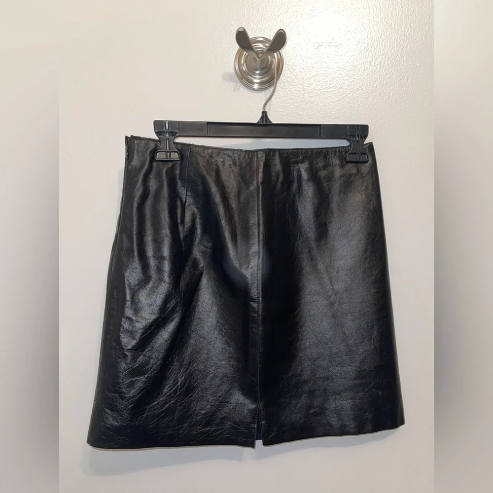 Kenneth Cole Black Leather Pencil Skirt